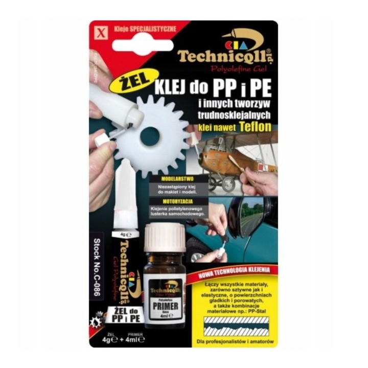 Klej do plastików PP, PE + PTFE 4 g + 4 ml TECHNICQLL - C-086