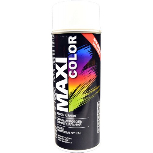 Lakier biały matowy spray 400 ml, RAL 9010M - MAXI COLOR Lakier biały matowy spray...