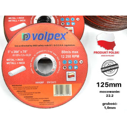 Tarcza do cięcia metalu inox 125 mm - VOLPEX