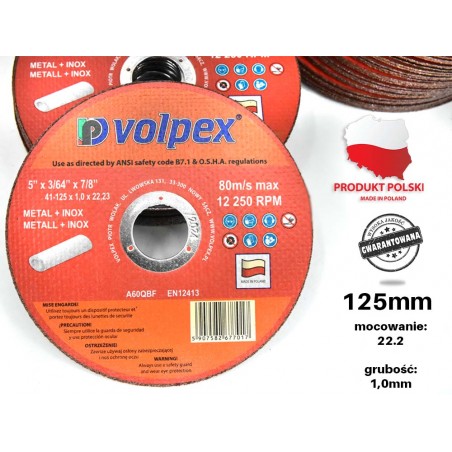 Tarcza do cięcia metalu inox 125 mm - VOLPEX Tarcza do cięcia metalu inox 125 mm - VOLPEX