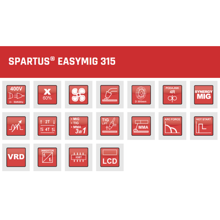 Spawarka inwertorowa 400 V, EasyMIG 315 - SPARTUS