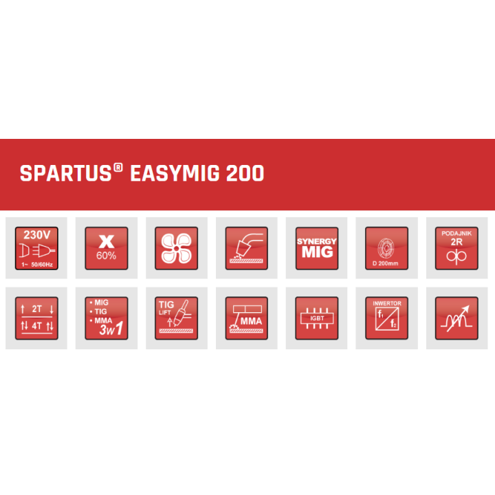 Spawarka inwertorowa 230 V, EasyMIG 200 - SPARTUS