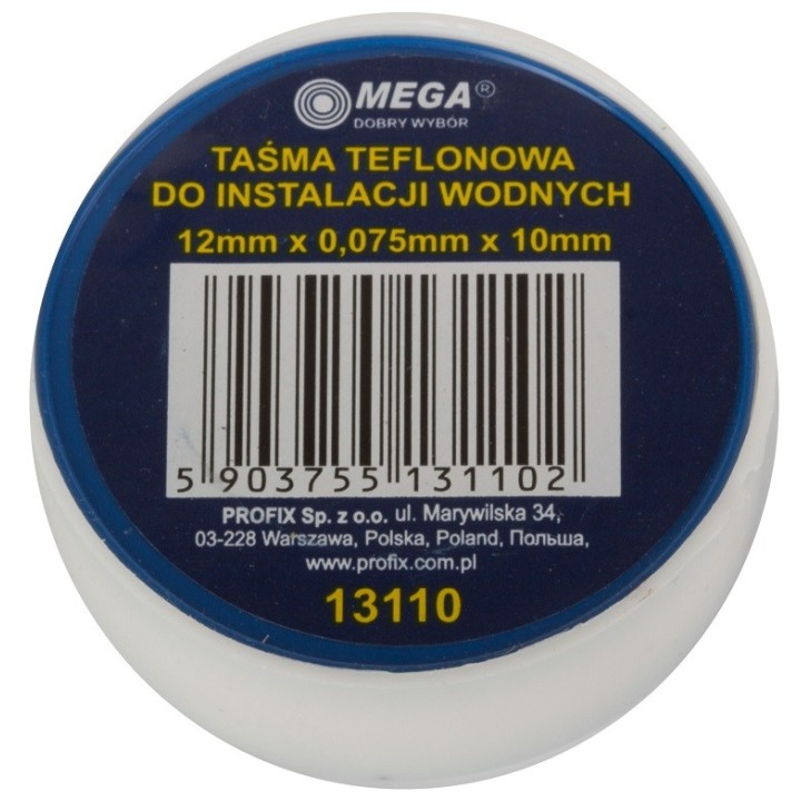 Taśma teflonowa 12 mm x 10 m - 3 sztuki.