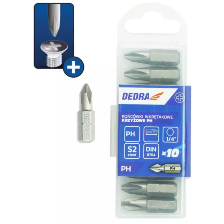 Bity 1/4", PH0x25 mm, Dedra - 18A02PH00-10