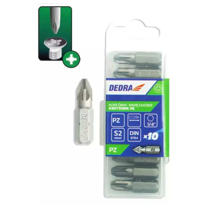 Bity 1/4", PZ3x25 mm, Dedra - 18A01PZ10-10