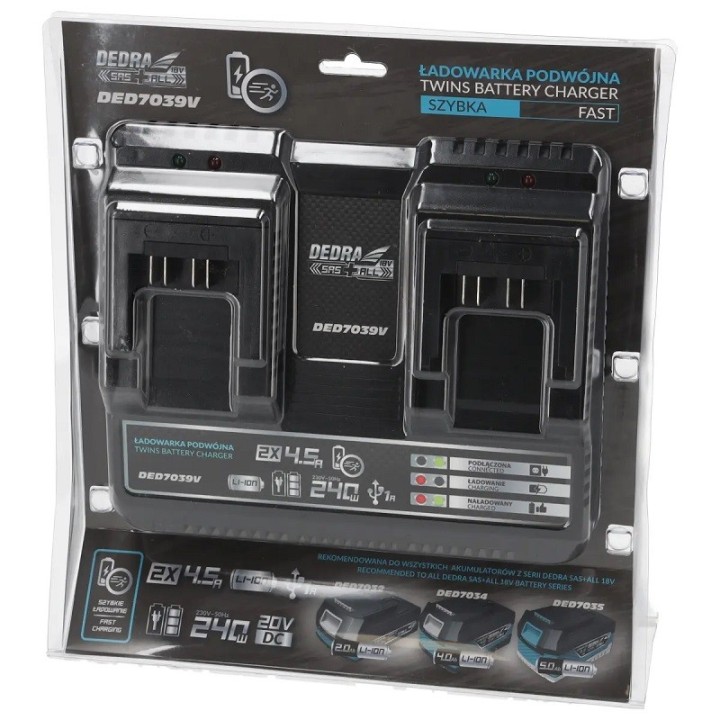Ładowarka 2x4.5A, 18 V, SAS+ALL, Dedra - DED7039V