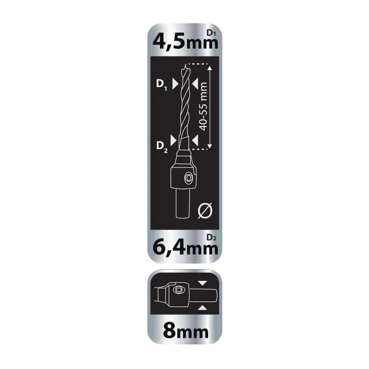 Wiertło do konfirmatów 4.5 dla 6.4 mm, Dedra - WDK4564