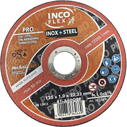 Tarcza 41-125x1.0x22.2 mm, A60Q BF80, 2w1 - Pro Stal+Inox