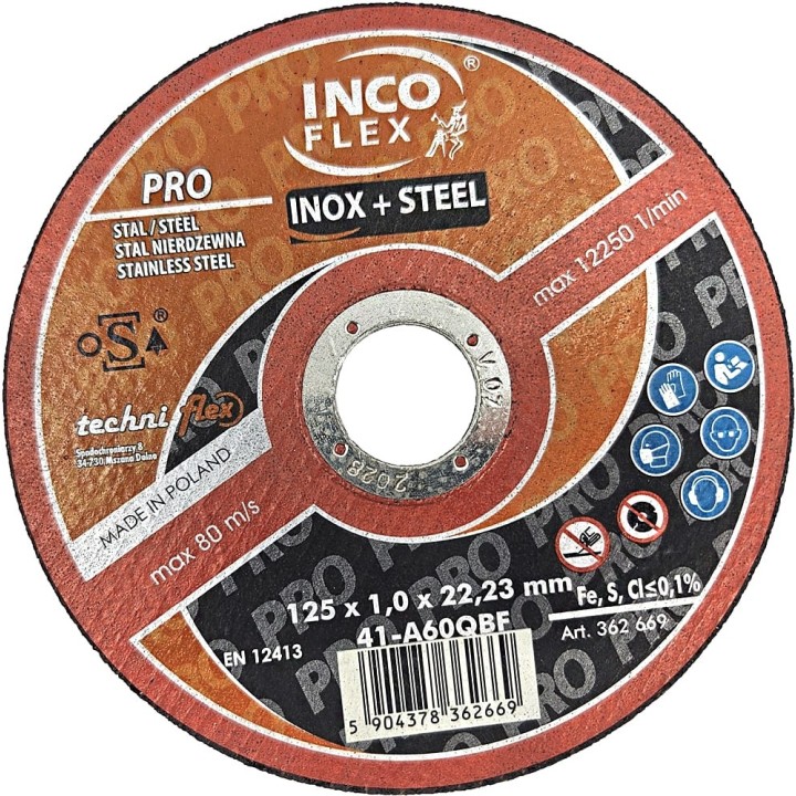 Tarcza 41-125x1.0x22.2 mm, A60Q BF80, 2w1 - Pro Stal+Inox