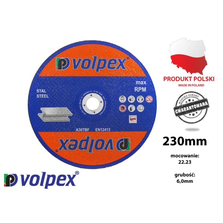 Tarcza szlifierska do metalu 230 mm - VOLPEX